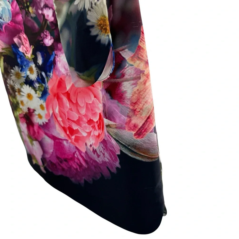 Ted Baker Vyr Dress Focus Bouquet Floral Print Black‎ Mini Tunic Size 2 - Picture 8 of 11